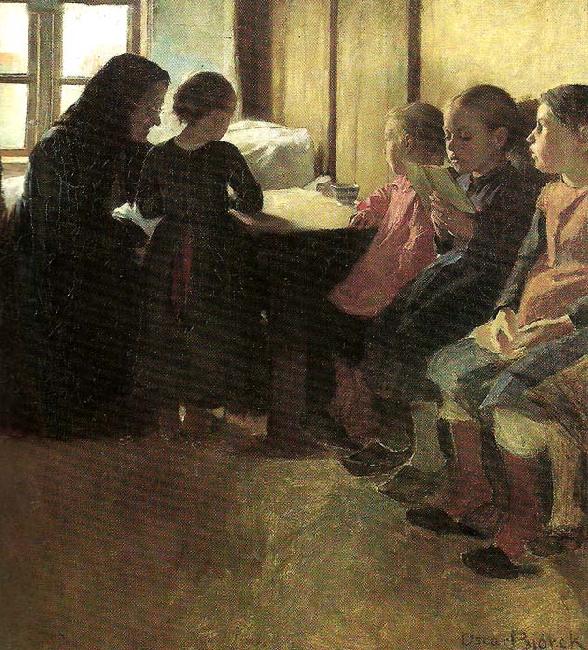 oscar bjorck madam henriksens pigeskole i skagen oil painting image